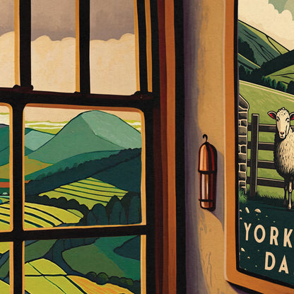 Yorkshire Room with a View Print | Yorkshire Terrier | National Park Travel Poster | Yorkshire Dales Poster | Gift | Birthday Present