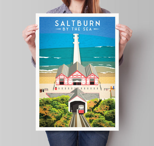 Saltburn By The Sea Print - England Travel Poster - Saltburn-By-The-Sea Gift