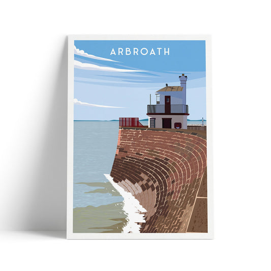 Arbroath Print - Scottish Travel Poster - harbour wall - Angus - North Sea
