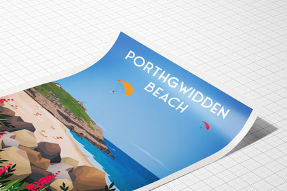 Porthgwidden Beach Print -St Ives - Cornwall - England Travel Poster - Home Decor - Travel Gift