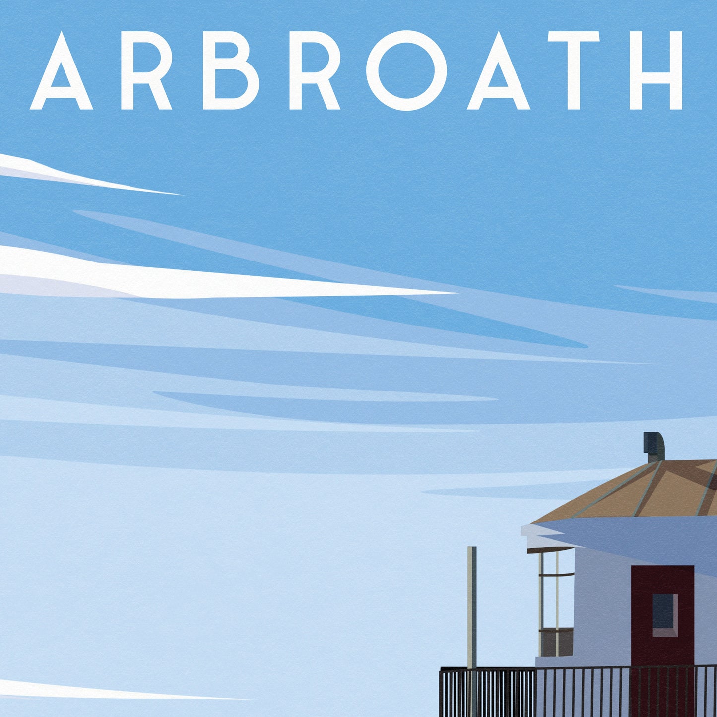 Arbroath Print - Scottish Travel Poster - harbour wall - Angus - North Sea