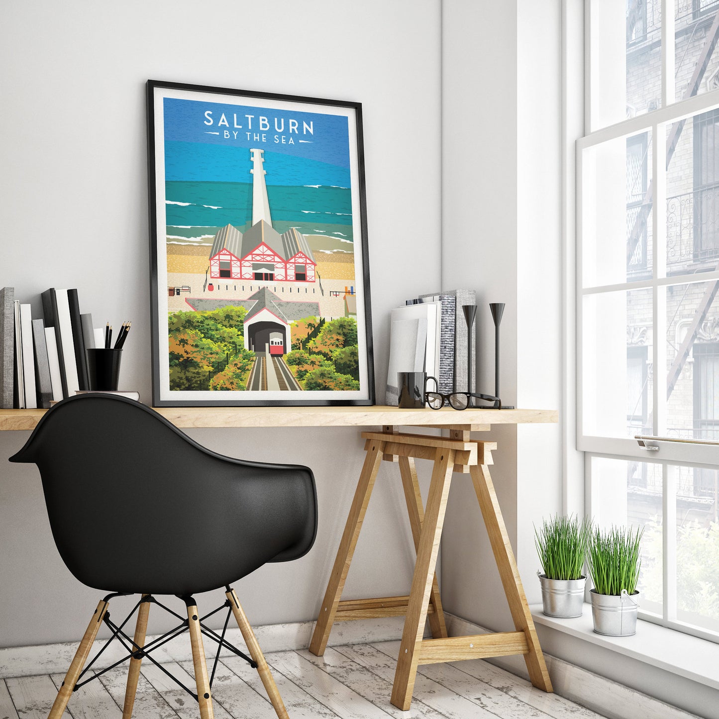 Saltburn By The Sea Print - England Travel Poster - Saltburn-By-The-Sea Gift