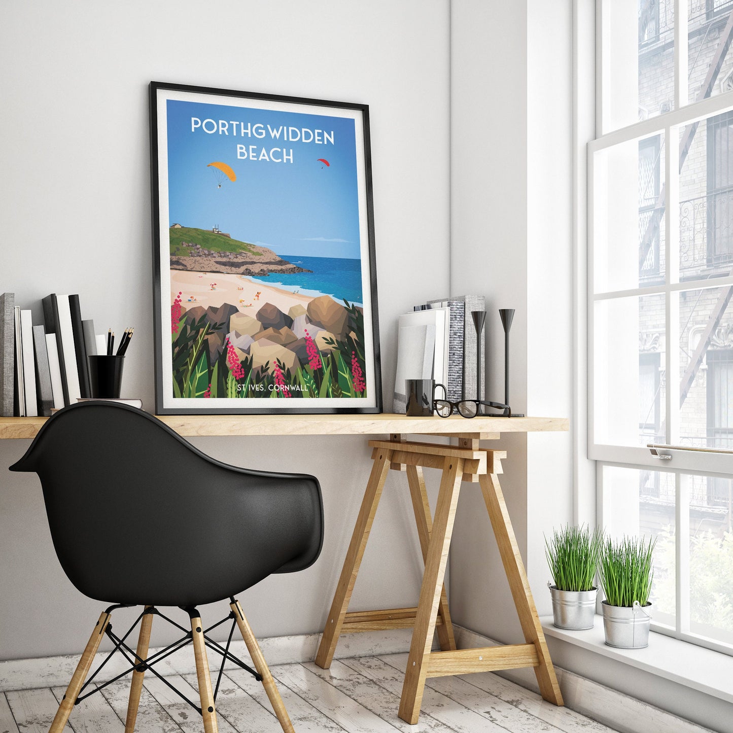 Porthgwidden Beach Print -St Ives - Cornwall - England Travel Poster - Home Decor - Travel Gift