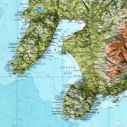 Islay Topographic Map Print - "The Queen of the Hebrides" - Vintage - Retro - Geological Map - 3D effect relief Print