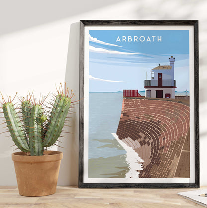 Arbroath Print - Scottish Travel Poster - harbour wall - Angus - North Sea