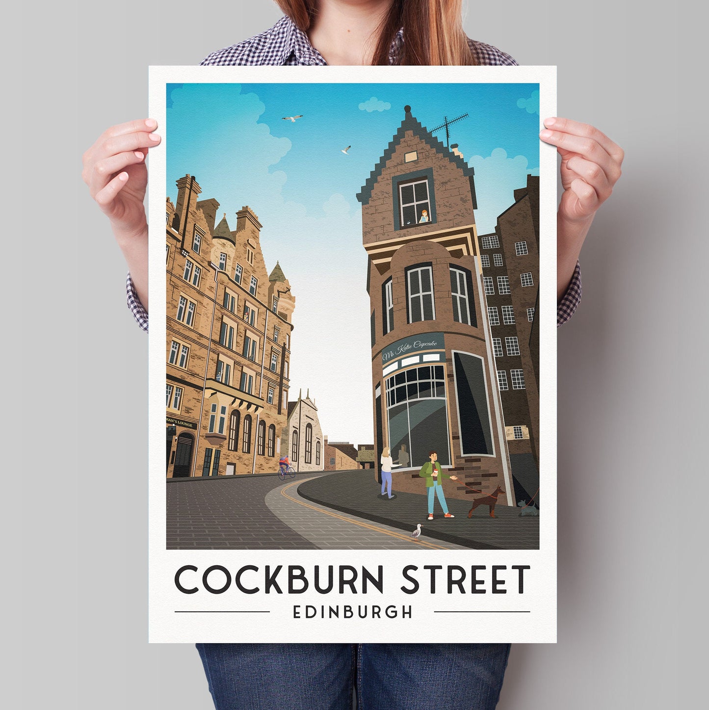 Cockburn Street, Edinburgh Travel Poster, Scottish Wall Art