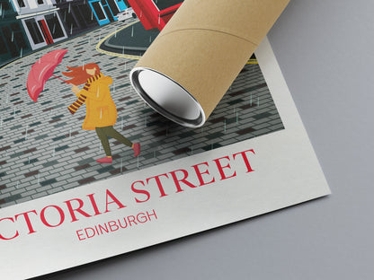 Victoria Street, Edinburgh Travel Poster, Scottish Wall Art, Grassmarket