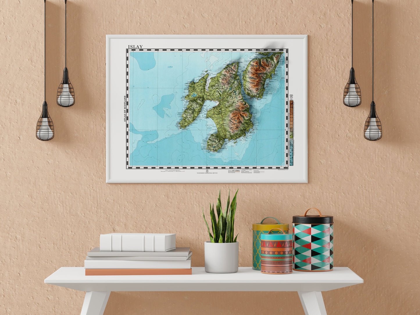 Islay Topographic Map Print - "The Queen of the Hebrides" - Vintage - Retro - Geological Map - 3D effect relief Print