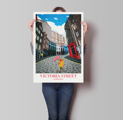 Victoria Street, Edinburgh Travel Poster, Scottish Wall Art, Grassmarket