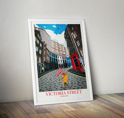 Victoria Street, Edinburgh Travel Poster, Scottish Wall Art, Grassmarket