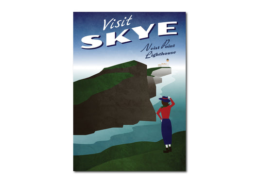 Skye Travel Poster, Vintage looking Skye Scotland Travel Poster,  Neist Point Lighthouse, Scottish Art, Scottish Gifts, Vintage Scotland