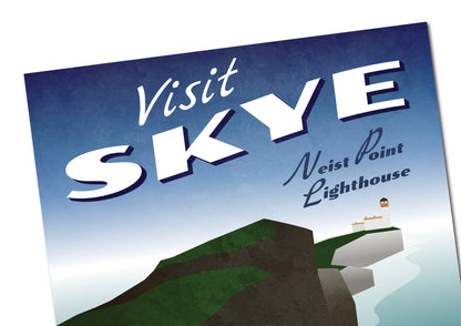 Skye Travel Poster, Vintage looking Skye Scotland Travel Poster,  Neist Point Lighthouse, Scottish Art, Scottish Gifts, Vintage Scotland