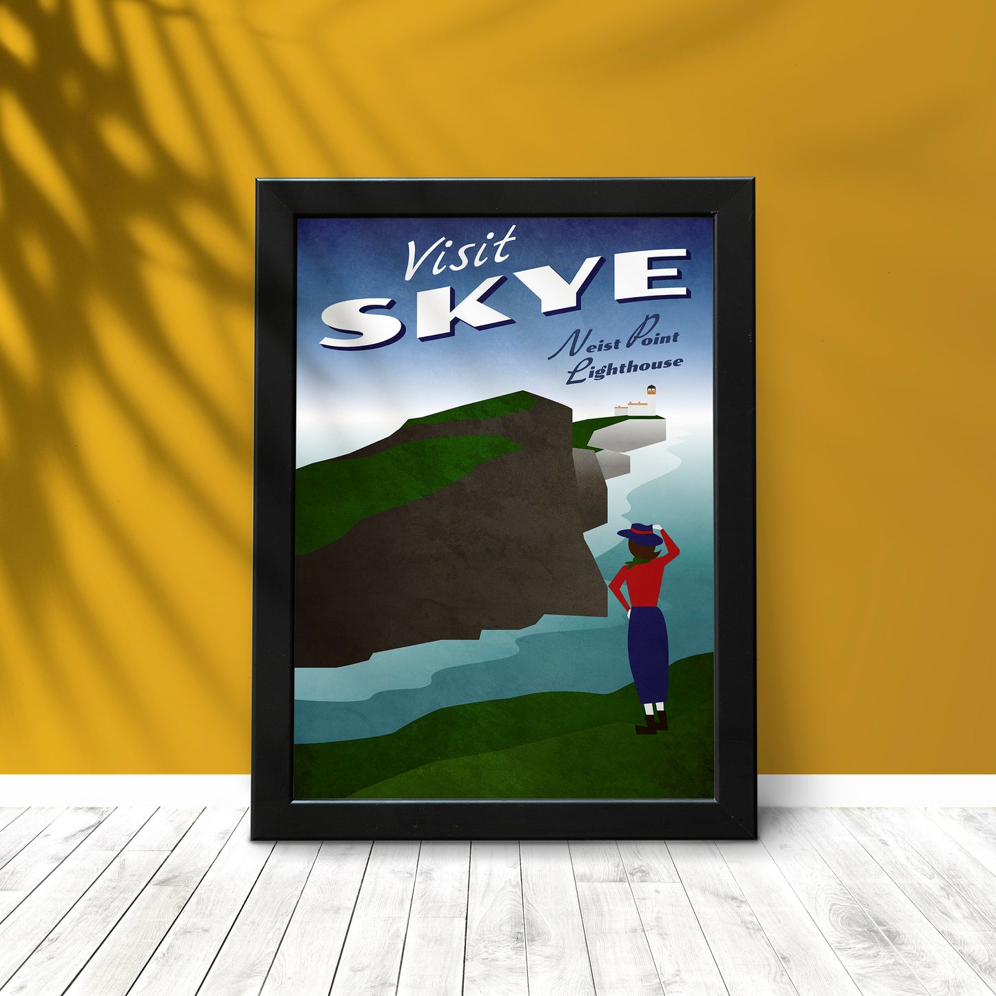 Skye Travel Poster, Vintage looking Skye Scotland Travel Poster,  Neist Point Lighthouse, Scottish Art, Scottish Gifts, Vintage Scotland