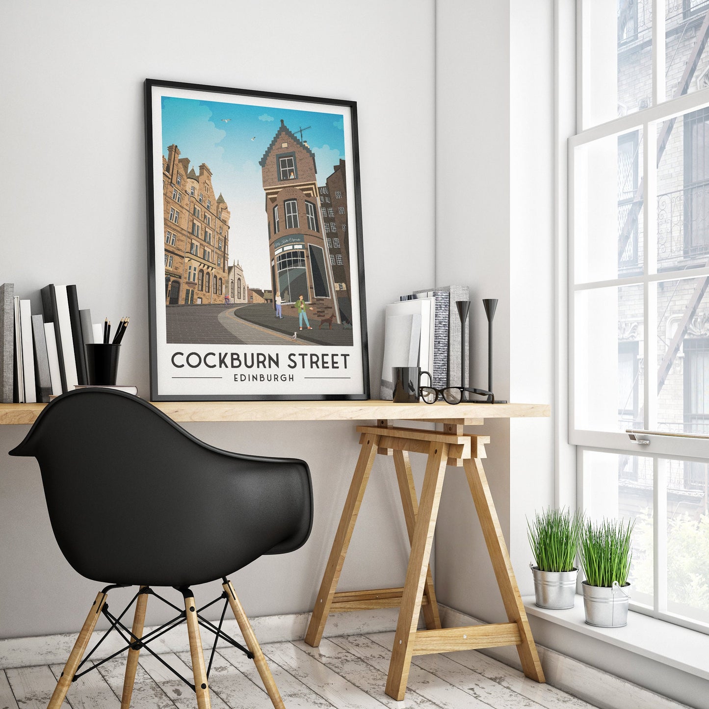 Cockburn Street, Edinburgh Travel Poster, Scottish Wall Art