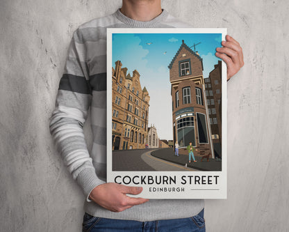 Cockburn Street, Edinburgh Travel Poster, Scottish Wall Art