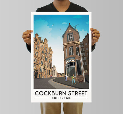 Cockburn Street, Edinburgh Travel Poster, Scottish Wall Art