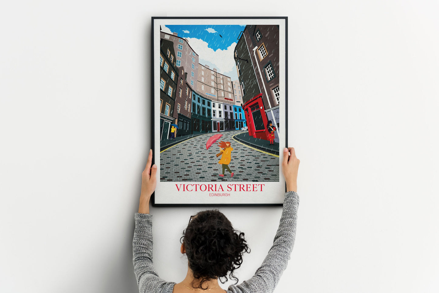 Victoria Street, Edinburgh Travel Poster, Scottish Wall Art, Grassmarket