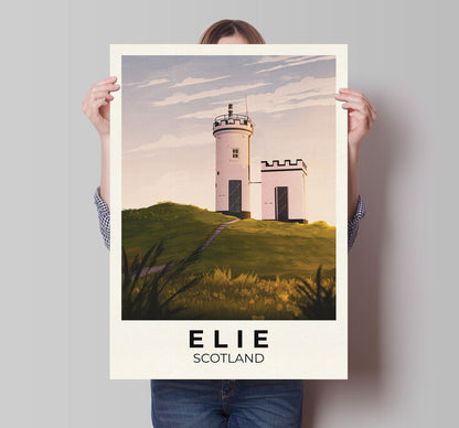 Elie Travel Poster - Elie Ness Lighthouse - Fife Wall Art - East Neuk Print