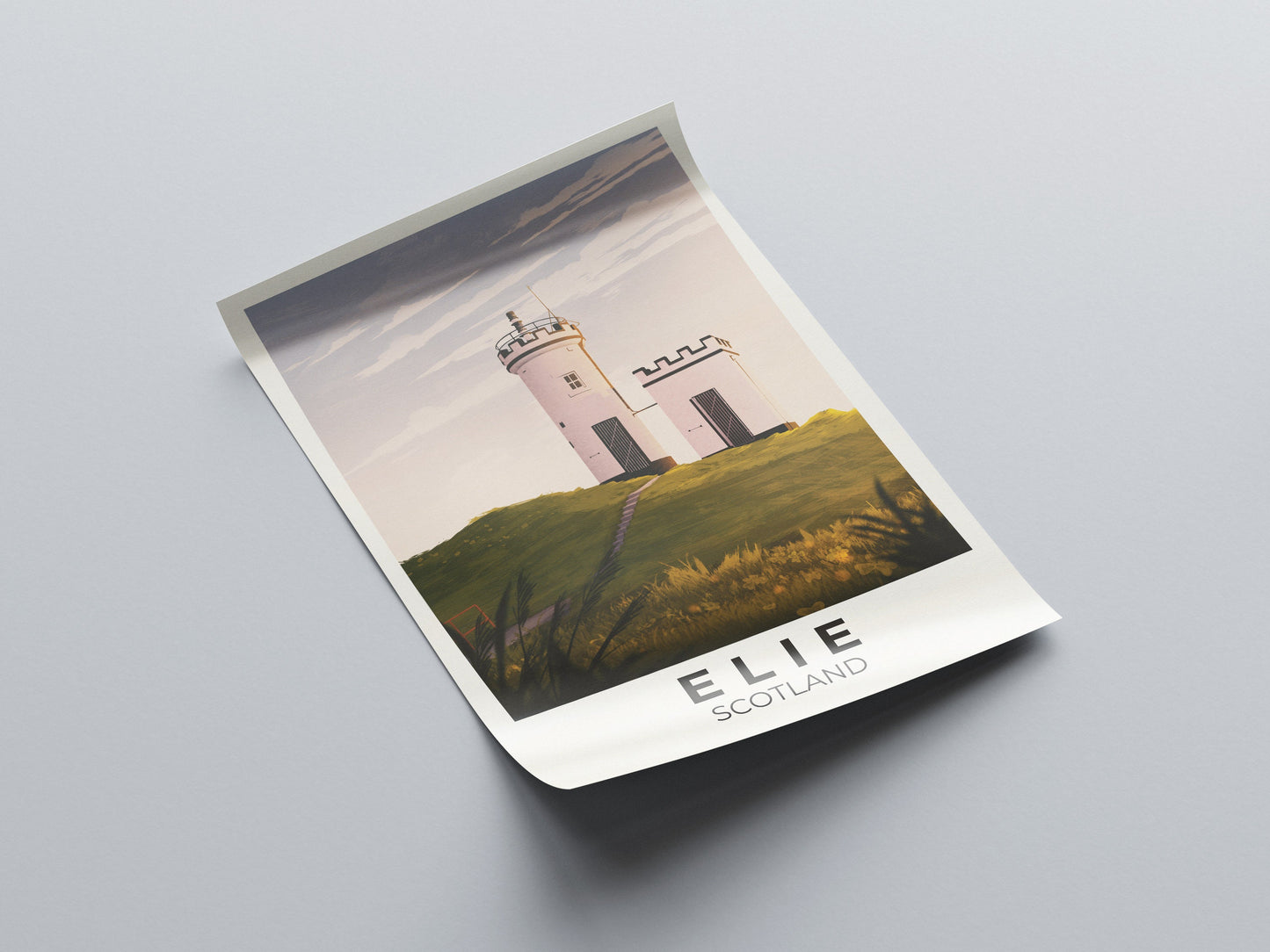 Elie Travel Poster - Elie Ness Lighthouse - Fife Wall Art - East Neuk Print