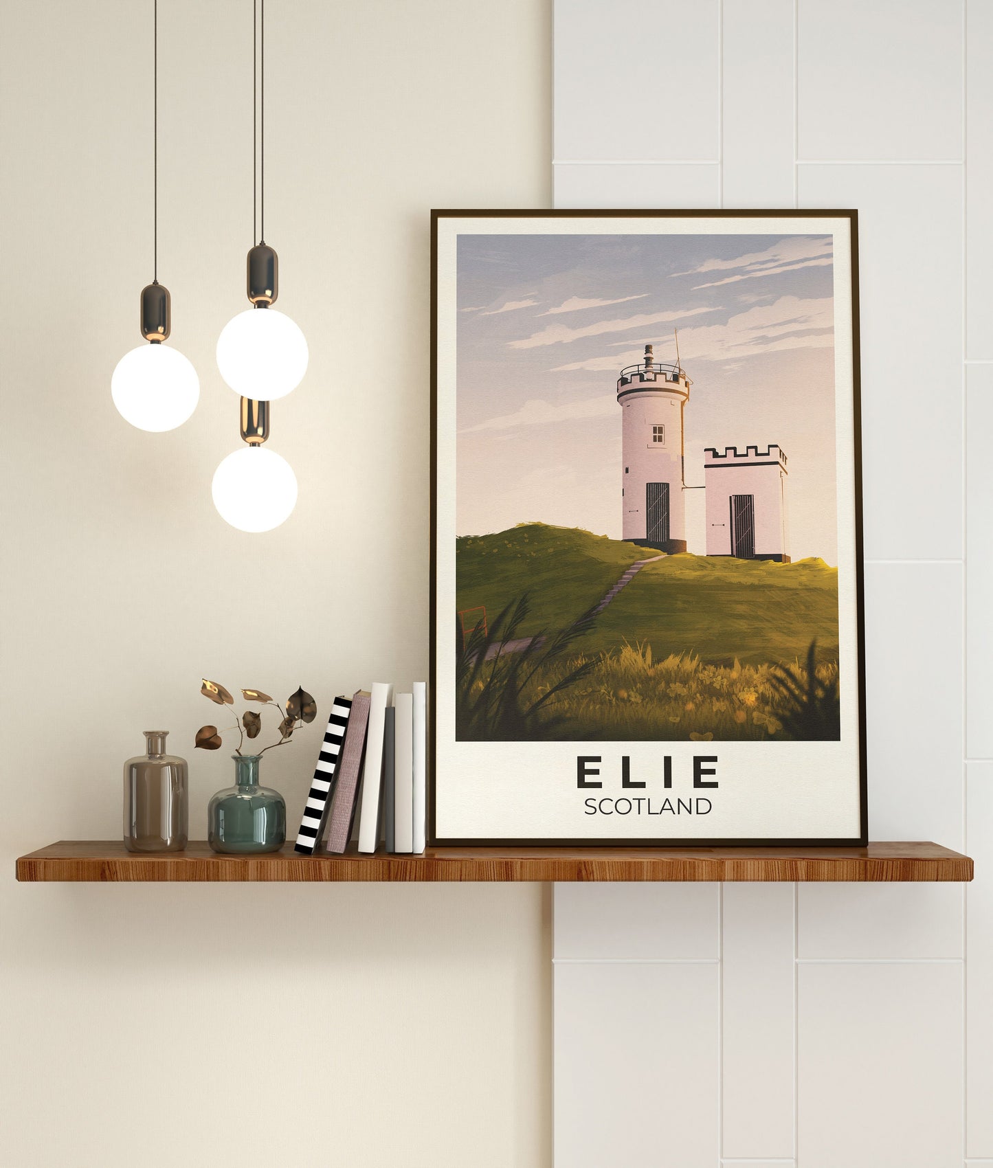 Elie Travel Poster - Elie Ness Lighthouse - Fife Wall Art - East Neuk Print