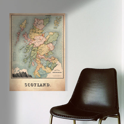 Historic Scottish Map | 1852 |  antique wall art | home decor | Scottish Gift l Art Print |Antique maps | Ancient Britain | Vintage Maps