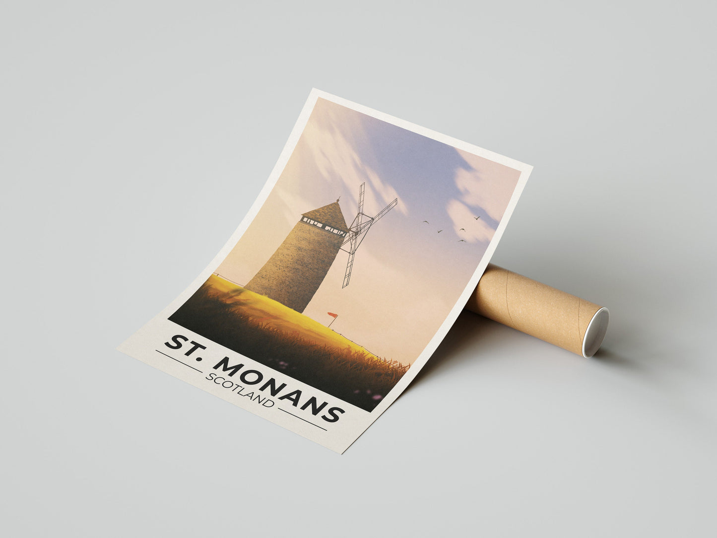 St. Monans Travel Poster - Fife Wall Art - St. Monans Windmill - East Neuk Print