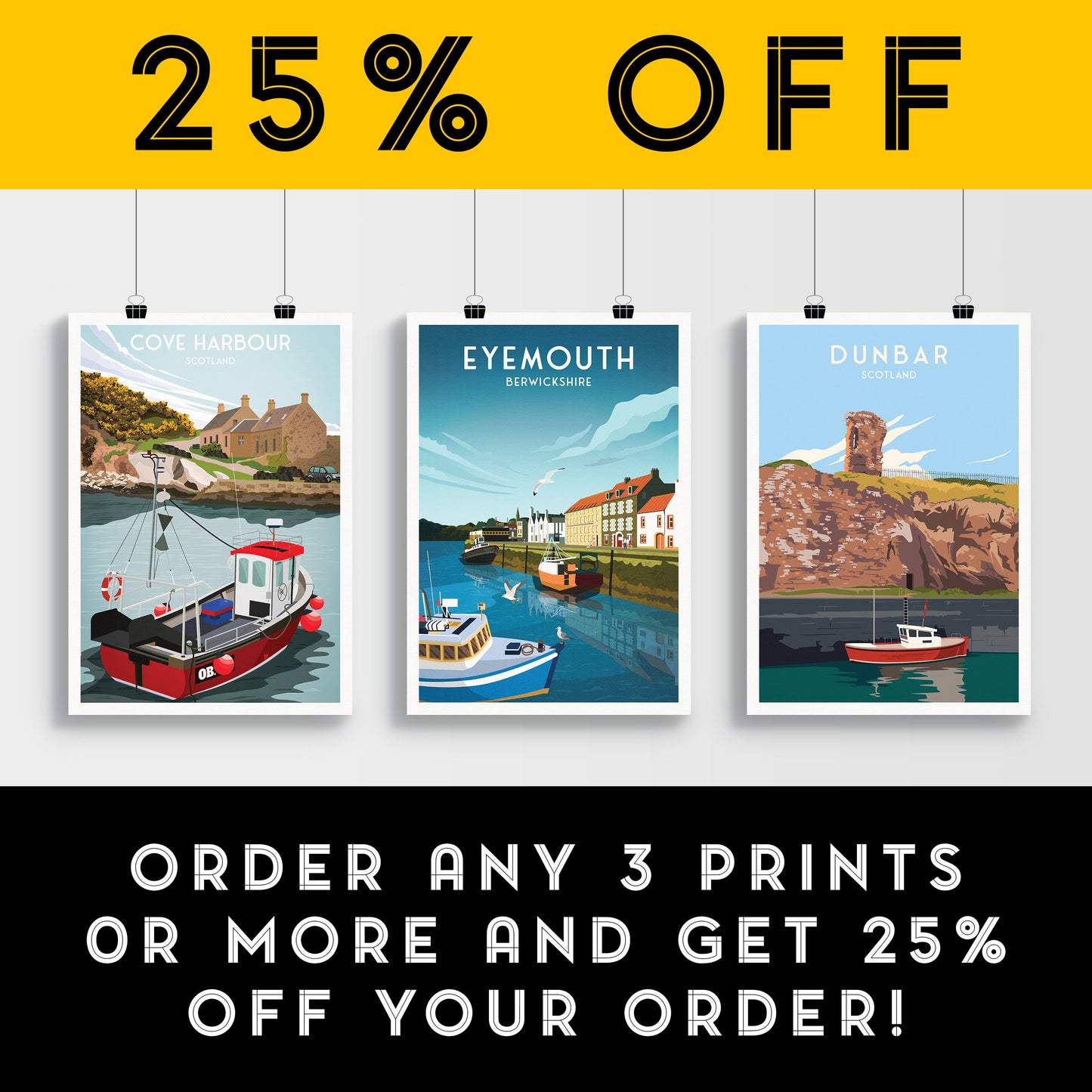 Eyemouth Harbour Print - Travel Poster - Scottish Wall Art - Scotland Gift