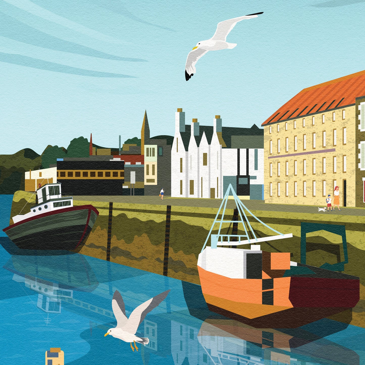 Eyemouth Harbour Print - Travel Poster - Scottish Wall Art - Scotland Gift