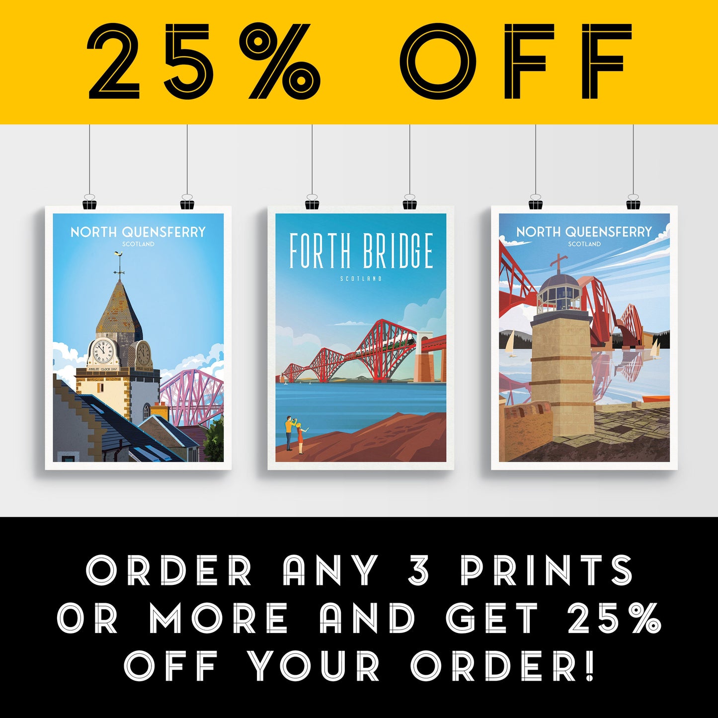 Forth Rail Bridge Travel Poster featuring the Flying Scotsman - Forth Bridge Print