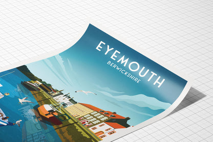 Eyemouth Harbour Print - Travel Poster - Scottish Wall Art - Scotland Gift