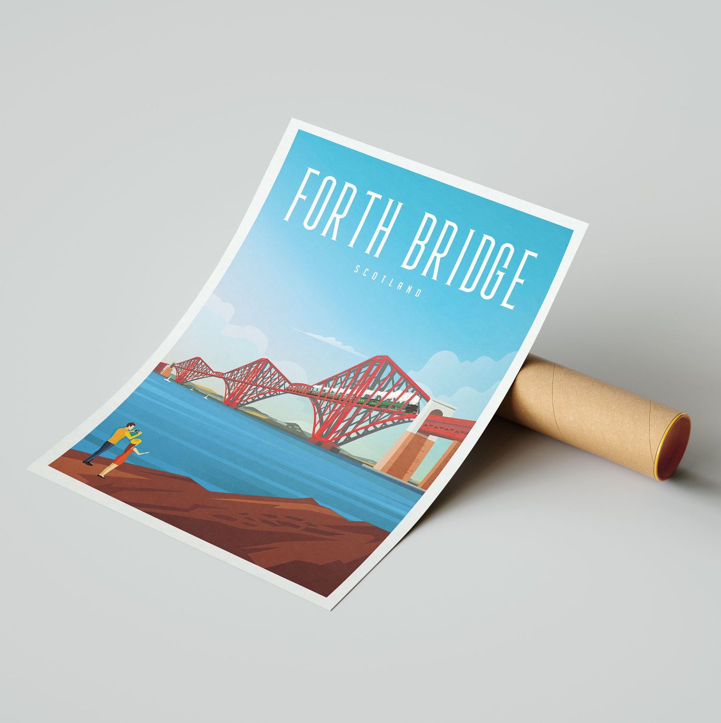 Forth Rail Bridge Travel Poster featuring the Flying Scotsman - Forth Bridge Print