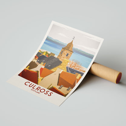 Culross Travel Poster - Historic Village - Fife Print - Scottish Wall Art - Historical Scottish Town - Gift for Her