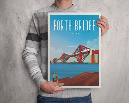 Forth Rail Bridge Travel Poster featuring the Flying Scotsman - Forth Bridge Print