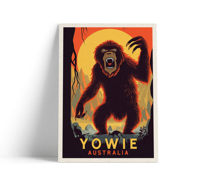 Yowie Print - Australia Travel Poster - Mythical Creatures - Cryptid - Cryptozoology - Big Foot