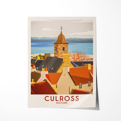 Culross Travel Poster - Historic Village - Fife Print - Scottish Wall Art - Historical Scottish Town - Gift for Her