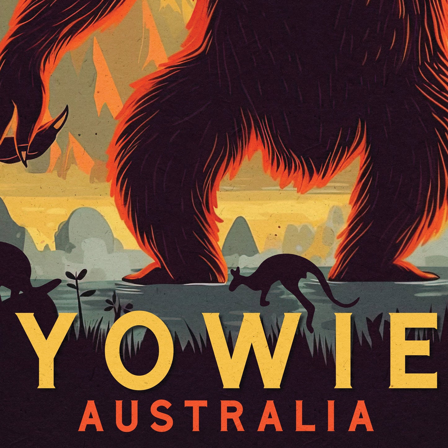 Yowie Print - Australia Travel Poster - Mythical Creatures - Cryptid - Cryptozoology - Big Foot