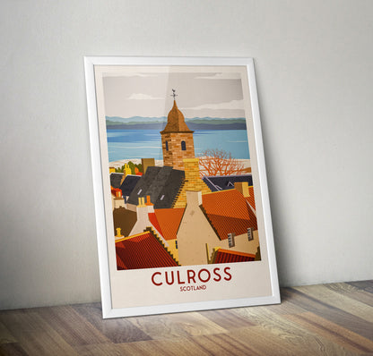 Culross Travel Poster - Historic Village - Fife Print - Scottish Wall Art - Historical Scottish Town - Gift for Her