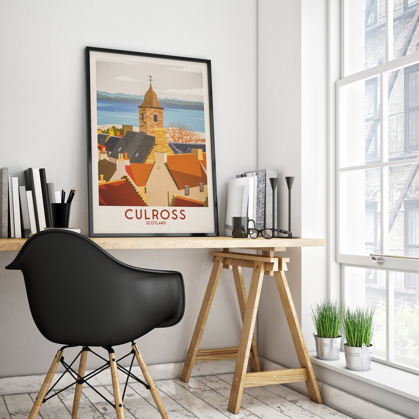 Culross Travel Poster - Historic Village - Fife Print - Scottish Wall Art - Historical Scottish Town - Gift for Her