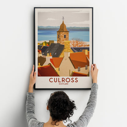 Culross Travel Poster - Historic Village - Fife Print - Scottish Wall Art - Historical Scottish Town - Gift for Her