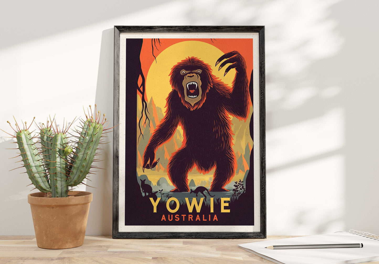 Yowie Print - Australia Travel Poster - Mythical Creatures - Cryptid - Cryptozoology - Big Foot