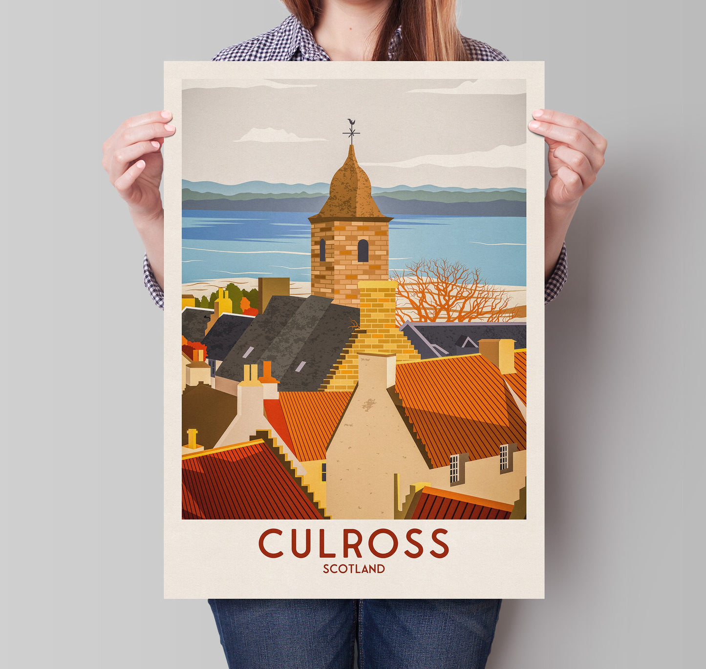 Culross Travel Poster - Historic Village - Fife Print - Scottish Wall Art - Historical Scottish Town - Gift for Her