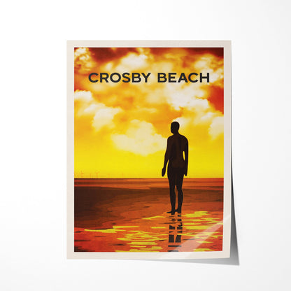 Crosby Beach Travel Poster, Minimalist Wall Art, Crosby Beach Print, Beach Poster, Beach Print, Travel Print, Merseyside, Crosby, Liverpool