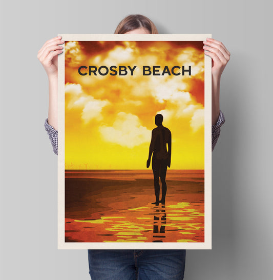 Crosby Beach Travel Poster, Minimalist Wall Art, Crosby Beach Print, Beach Poster, Beach Print, Travel Print, Merseyside, Crosby, Liverpool