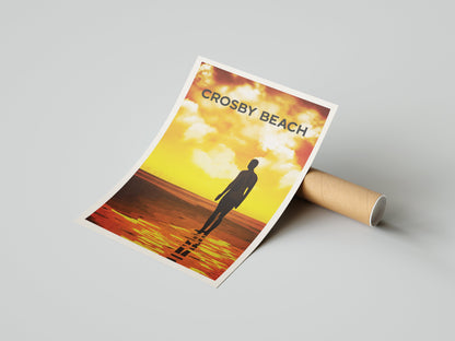 Crosby Beach Travel Poster, Minimalist Wall Art, Crosby Beach Print, Beach Poster, Beach Print, Travel Print, Merseyside, Crosby, Liverpool