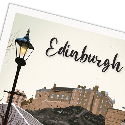 Edinburgh Castle - Vennel Steps View - Edinburgh Castle Print - Travel Poster