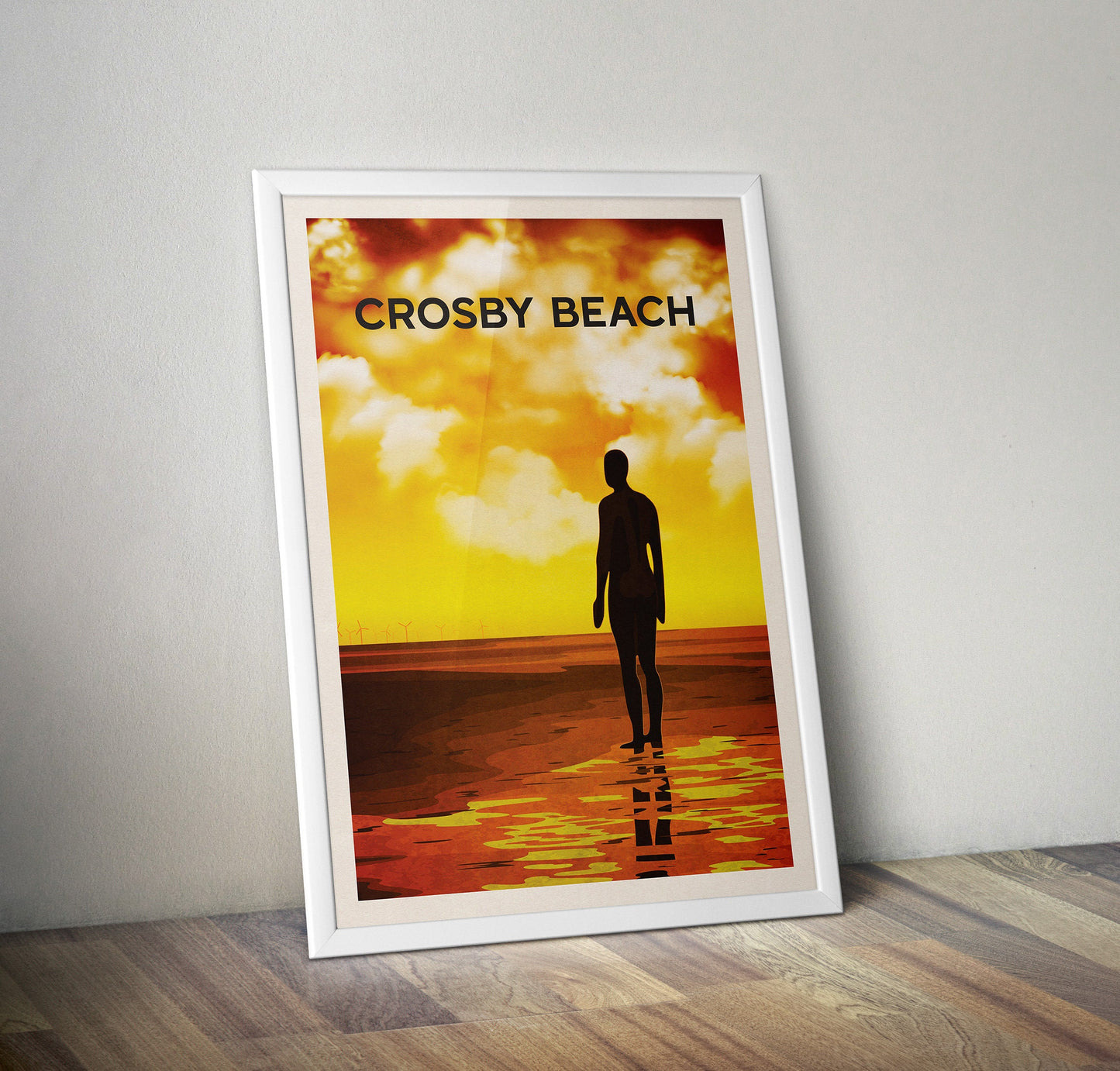 Crosby Beach Travel Poster, Minimalist Wall Art, Crosby Beach Print, Beach Poster, Beach Print, Travel Print, Merseyside, Crosby, Liverpool