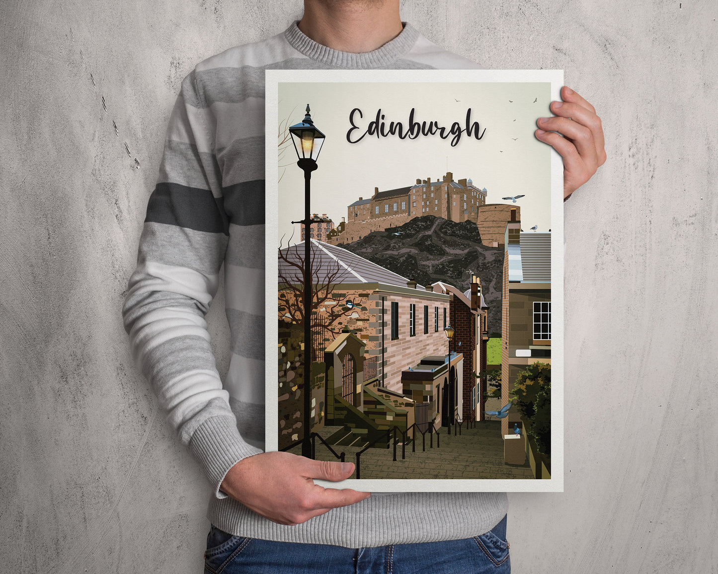 Edinburgh Castle - Vennel Steps View - Edinburgh Castle Print - Travel Poster