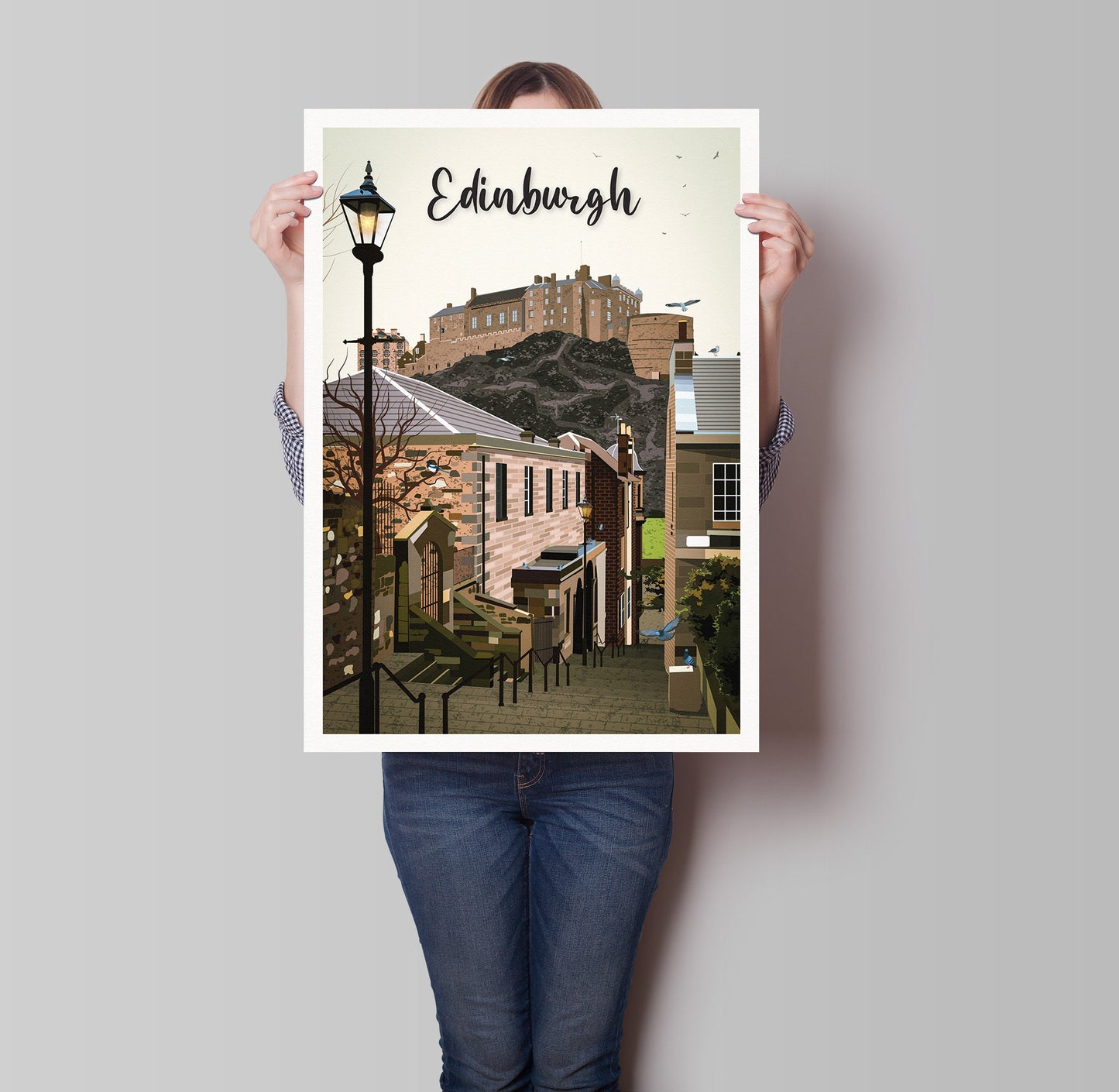 Edinburgh Castle - Vennel Steps View - Edinburgh Castle Print - Travel Poster