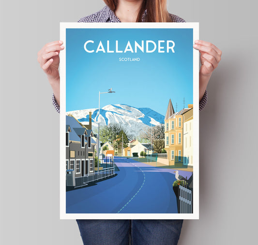 Callander Print - Scottish Travel Poster - River Teith - Perthshire