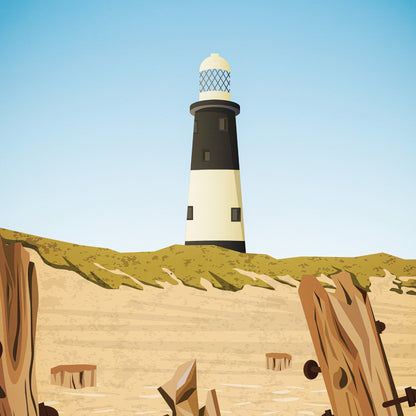 Spurn Point Print - Yorkshire Travel Poster - Spurn Point lighthouse